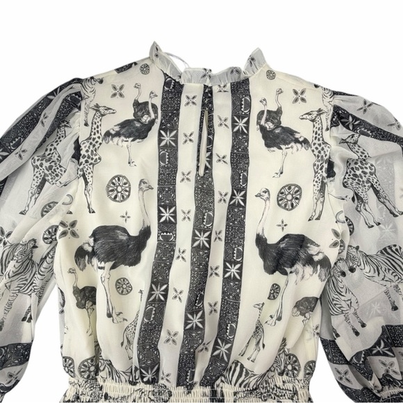 Amanda Uprichard Women's Vista Zoo Print Mini Dress Black & White Size P/XS - Picture 11 of 11